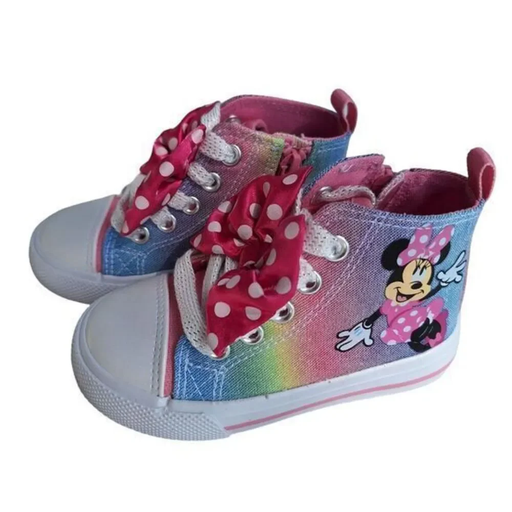 Disney Minnie High-top Sneakers For Girls in Light Canvas Size 7 (15cm) Col pink